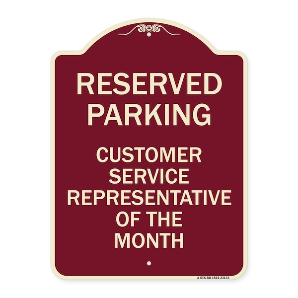 Signmission Reserved Parking Customer Service Representative of Month Aluminum Sign, 24" x 18", BU-1824-23136 A-DES-BU-1824-23136 - main